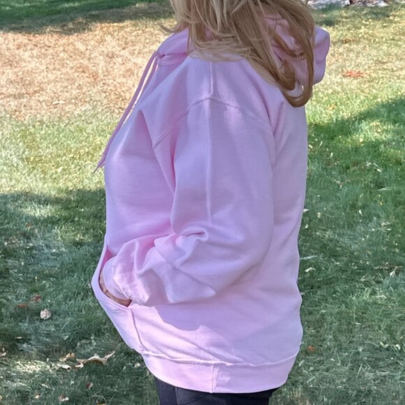 New Gildan Heavy Blend Pink Hooded Sweatshirt with Kangaroo Pockets - Picture 5 of 8
